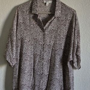 Patterned Blouse in Brown and White